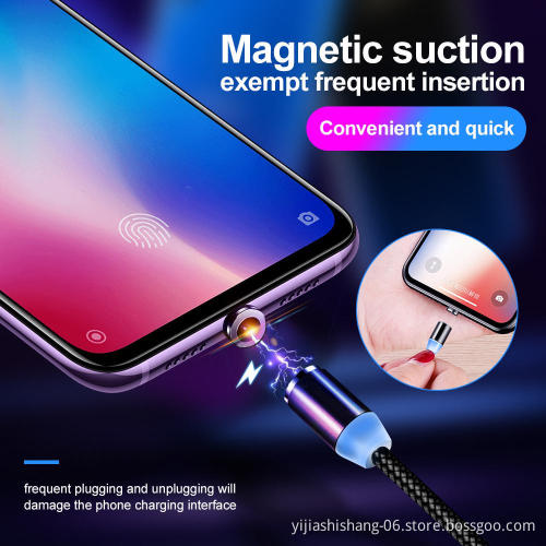 3 In 1 540 Degree Rotating Mobile Phone Micro Charger Lighting Type C Fast Charge Data Magnetic Charging Usb Cable For Iphone